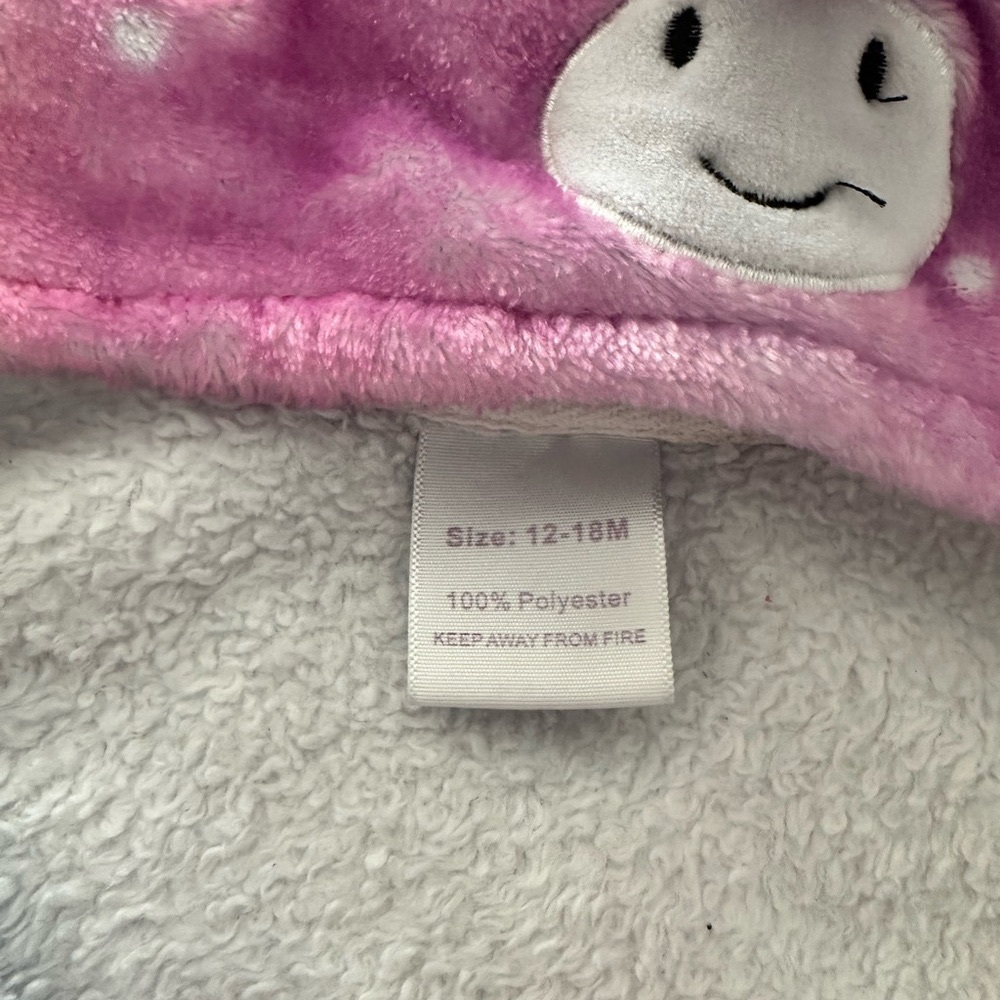 Rainbow Unicorn Toddler Bathrobe Cozy Plush Fabric Size 12-18M - Picture 3 of 3